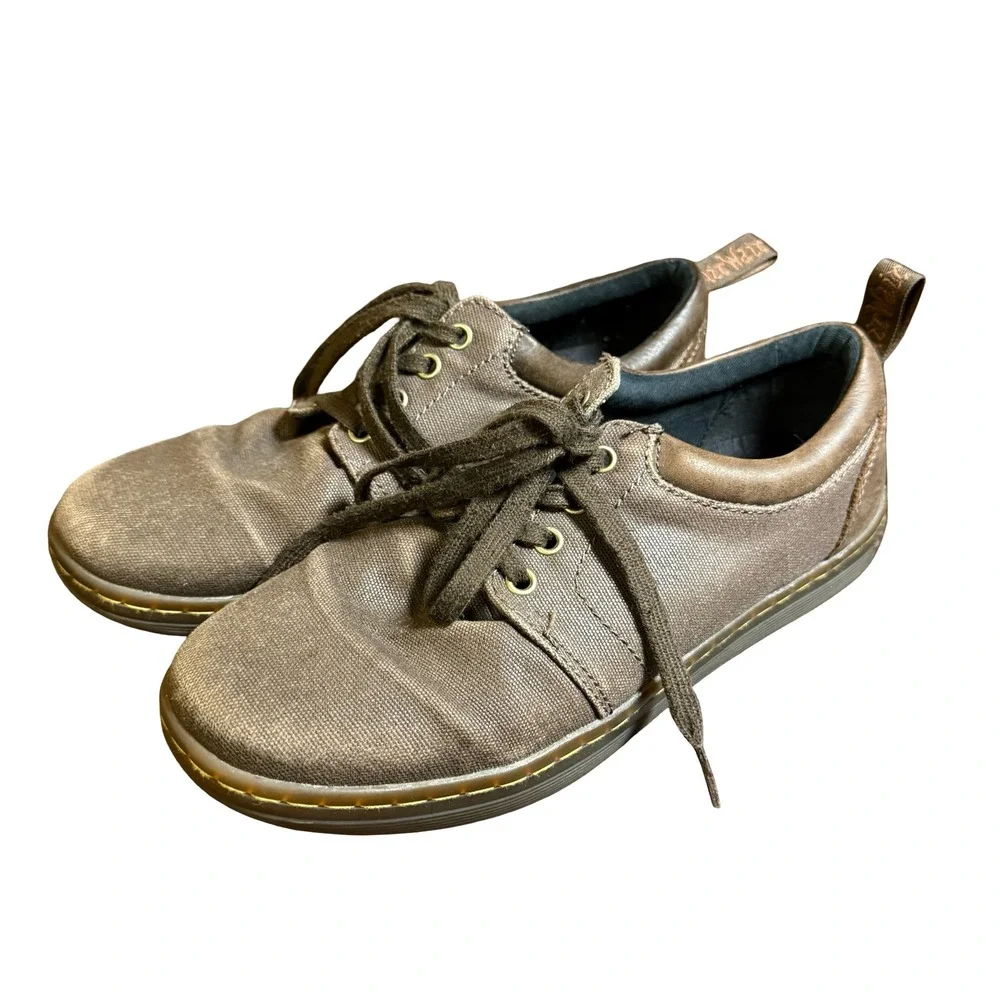 Dr. Martens Joseph Brown Canvas Leather Low Top‎ Sneakers Mens 9 Womens 10 42 EU